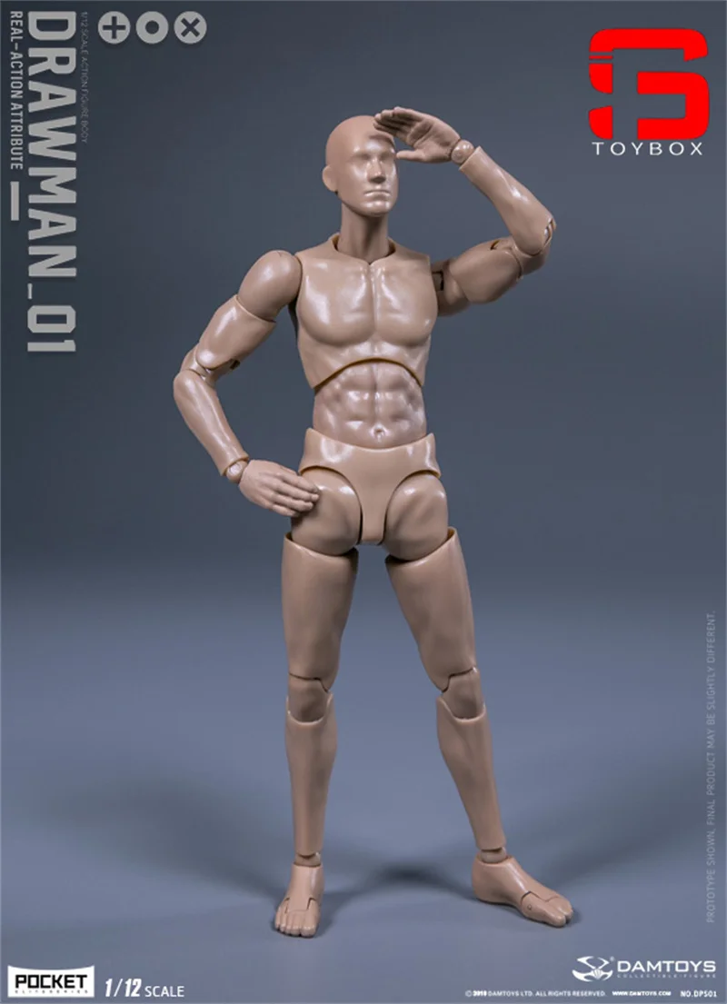 Damtoys dps01 dps02 dps10 dps11 escala 1/12 figura de ação masculina modelo 6 ''drawman amarelo testman bonecas de corpo articulado removível