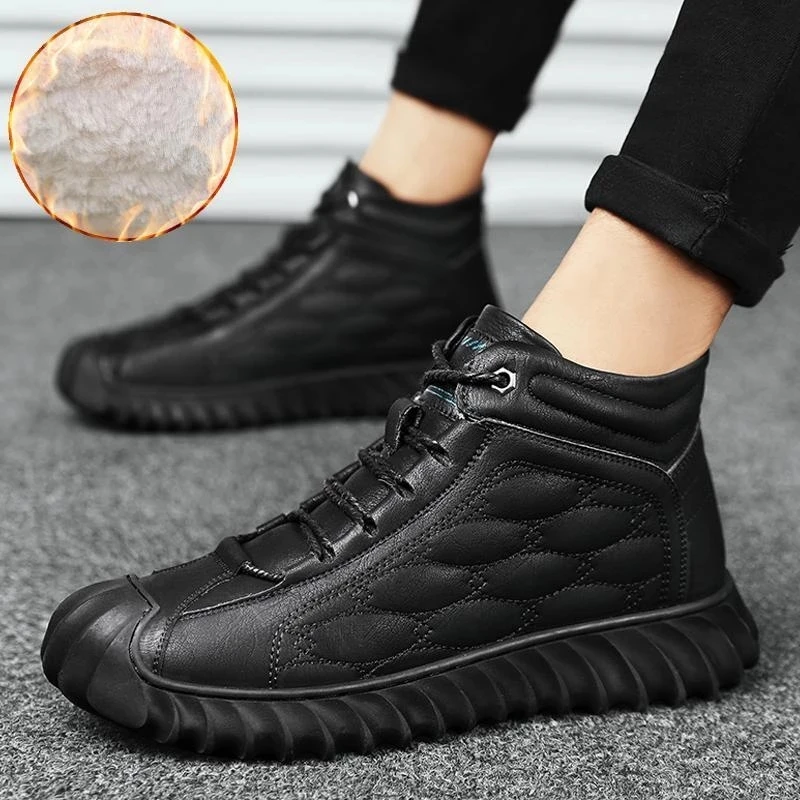 

Fashion Winter Men Boots Plush Cotton Shoes Warm Casual Shoes Outdoor Sports Shoes Comfortable Ankle Boots Flat Shoes Work Shoes