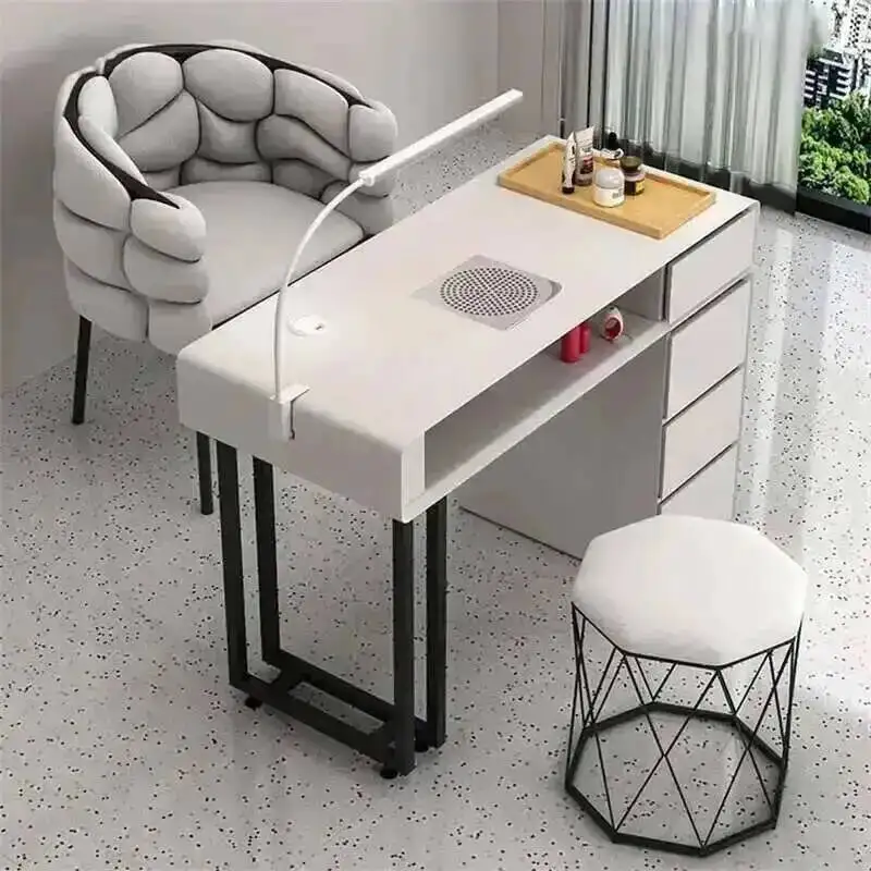 Modern Manicure Table Professional with Single Cleaner Double Light Luxury Nail Table Commercial Multifunctional Manicure Tables
