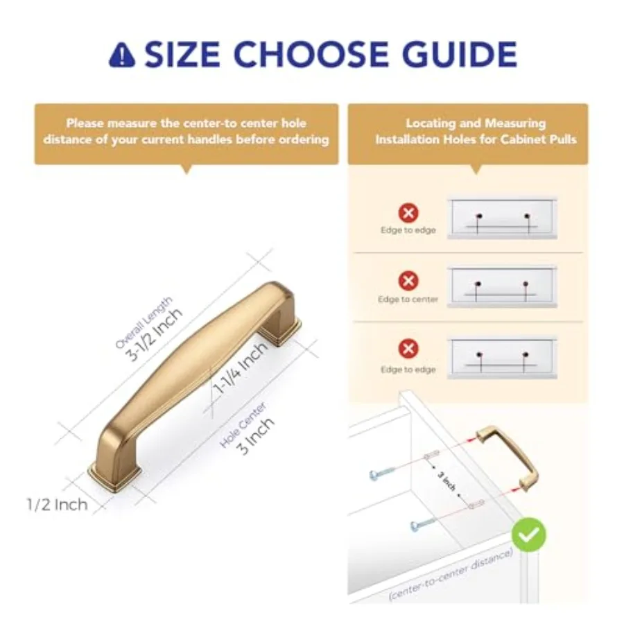 1 Pack Cabinet Handles Champagne Bronze Kitchen Cabinet Pulls, Heavy-Duty Modern Design Kitchen Hardware for Cupboards and Draw