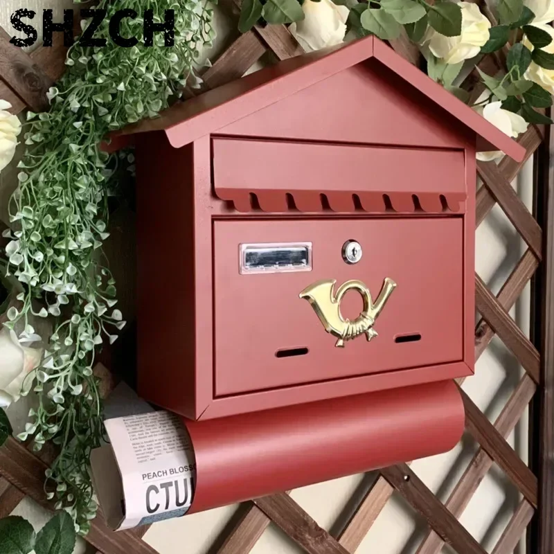 INS Iron Mail Box Hanging Wal/l Decoration Waterproof Mailbox Outdoor Creative Newsbox European Retro Mail Box