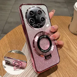 Mi 14 Ultra 5G Case With Ring Magnetic Bracket,Luxury Glitter Cover For Xiaomi 14 Ultra 13T Pro Case Luxury with Holder 14ultra