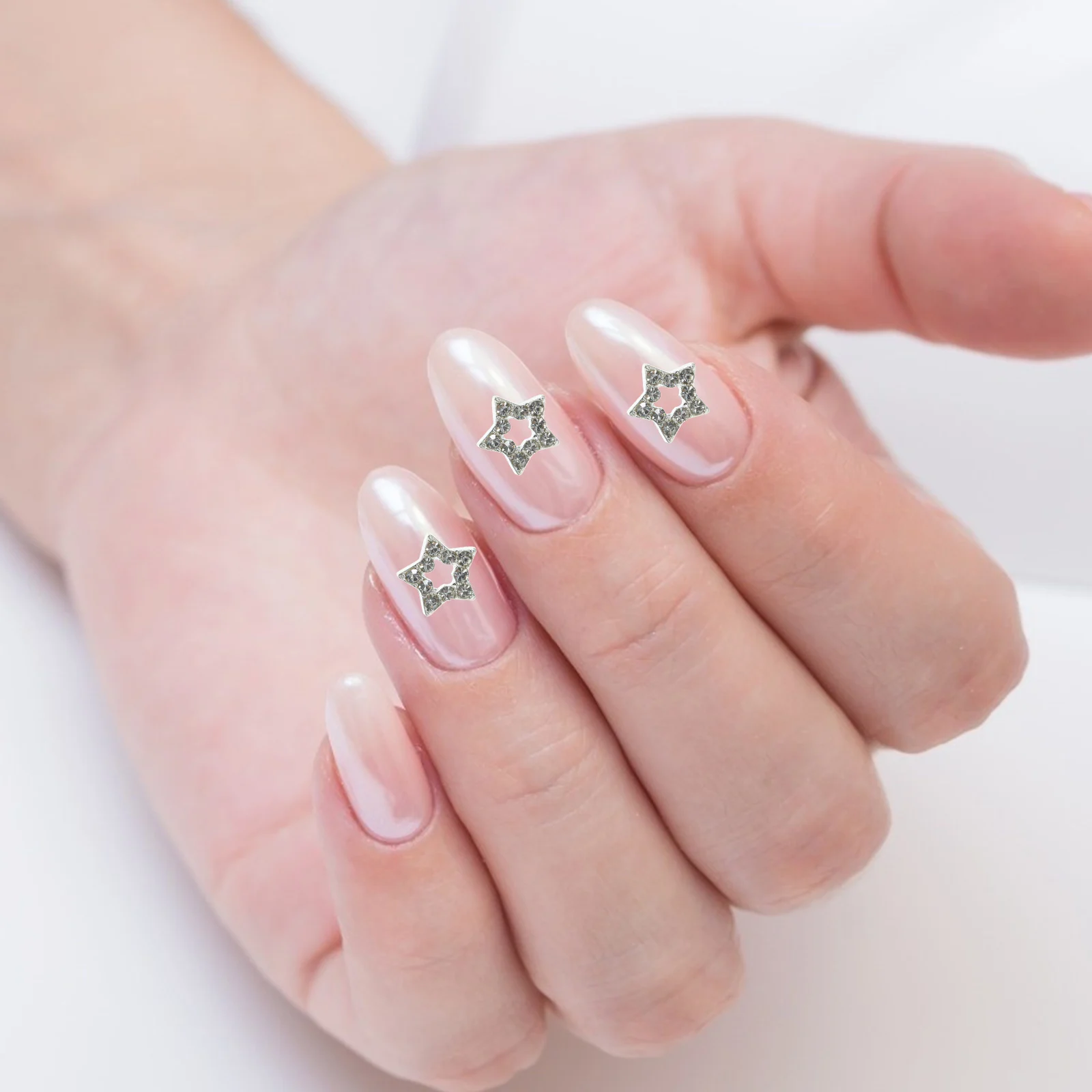 

12 Pcs Five-pointed Star Nail Art Charms Metal Decorative Ornaments for Manicure Shaped Silver Star Rhinestone Nail Accessories