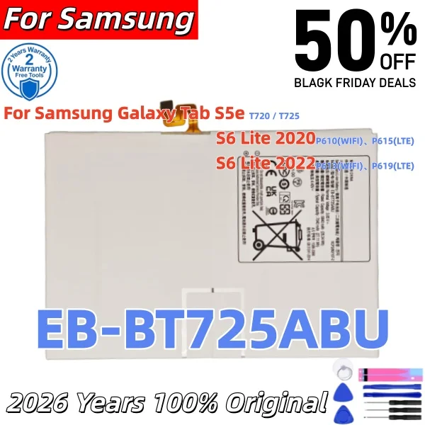 EB-BT725ABU Battery For Samsung Galaxy Tab S5e 10.5" T720 T725C Galaxy Tab S6 Lite P610 P615 P613 P619 + Free Tools