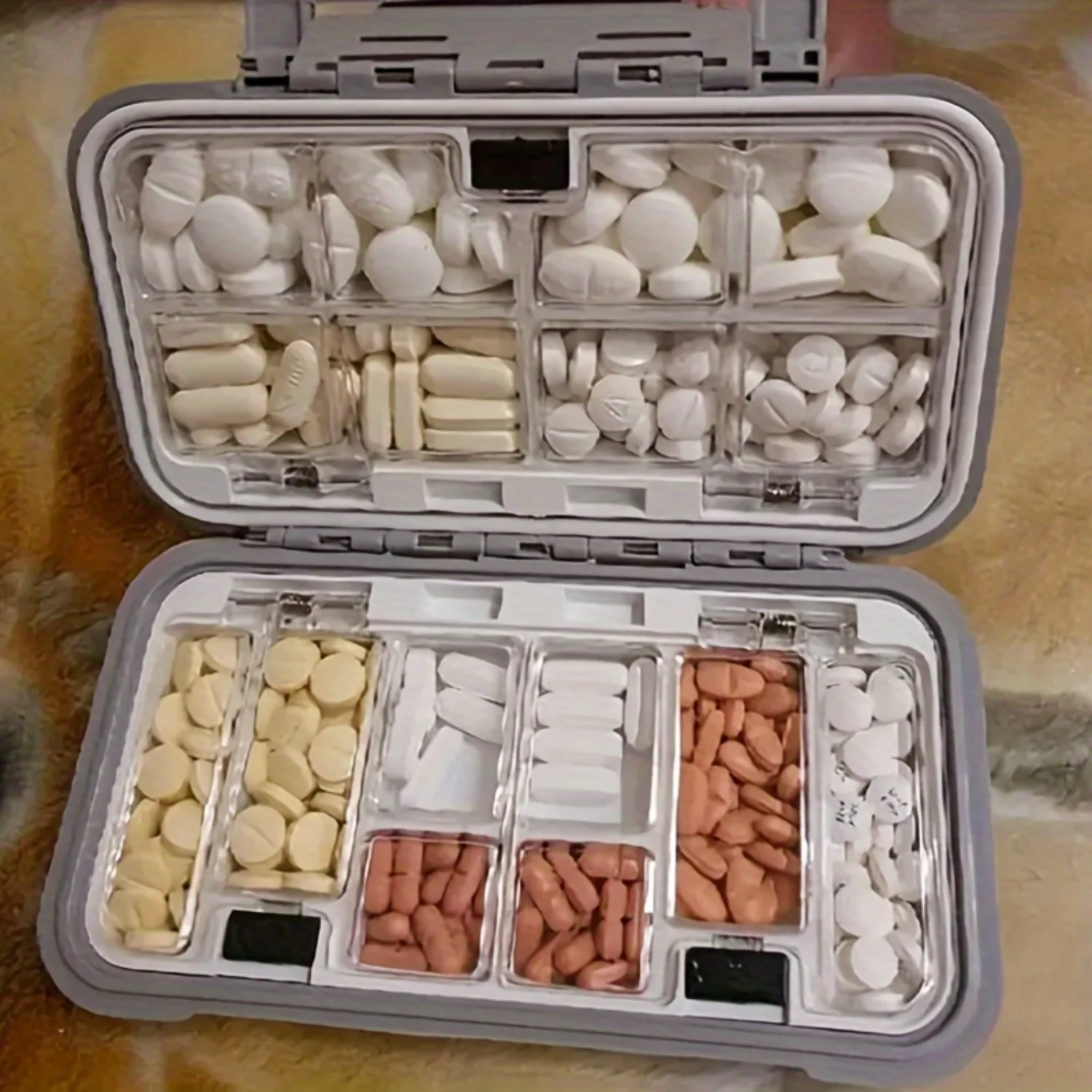 Travel Pill Organizer - Secure Medication in Independent Grids for On-the-Go Convenience