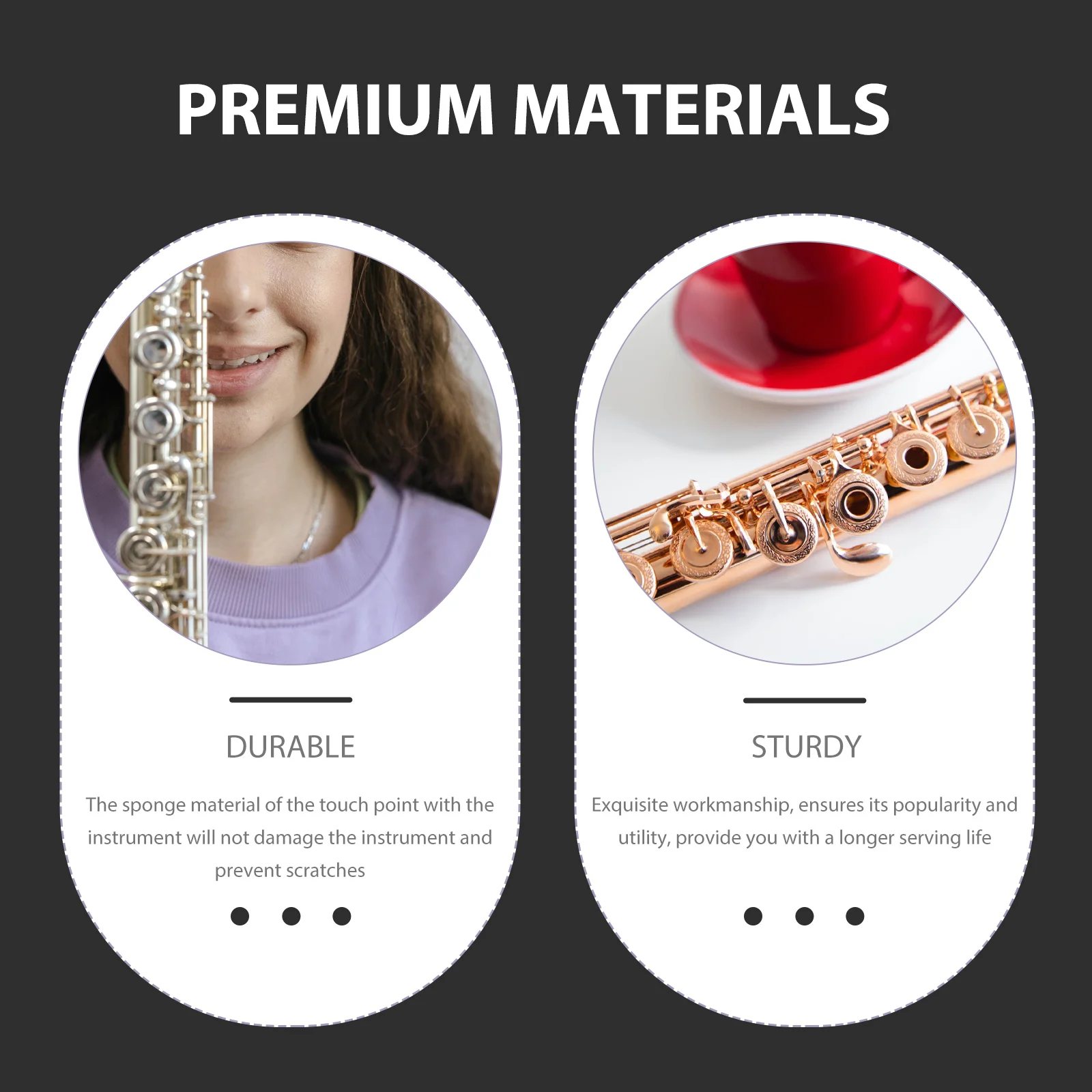 

1Set Flute Clarinet Holder Wall-Mounted Stable Metal Rack Instrument Display Scratch-Proof Music Bracket Flute Rack