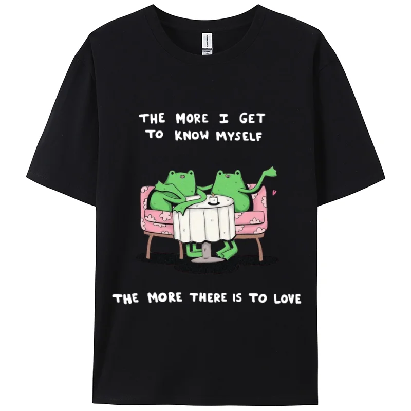 Men And Women Frog Letter Print Women's Cotton T-shirt White Y2K Oversized Summer Comfortable Short Sleeve Fairy Casual Wear