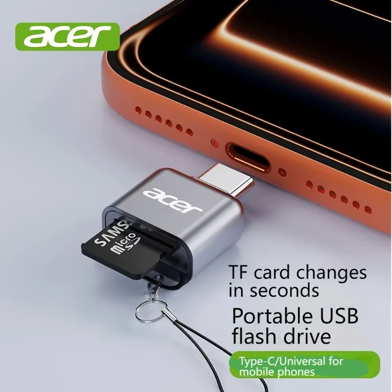 Acer HY41-T3 (C Port Version) TF Memory Card Reader, Type-C Interface, Compatible with Tablets, Smartphones, Cameras, Computers