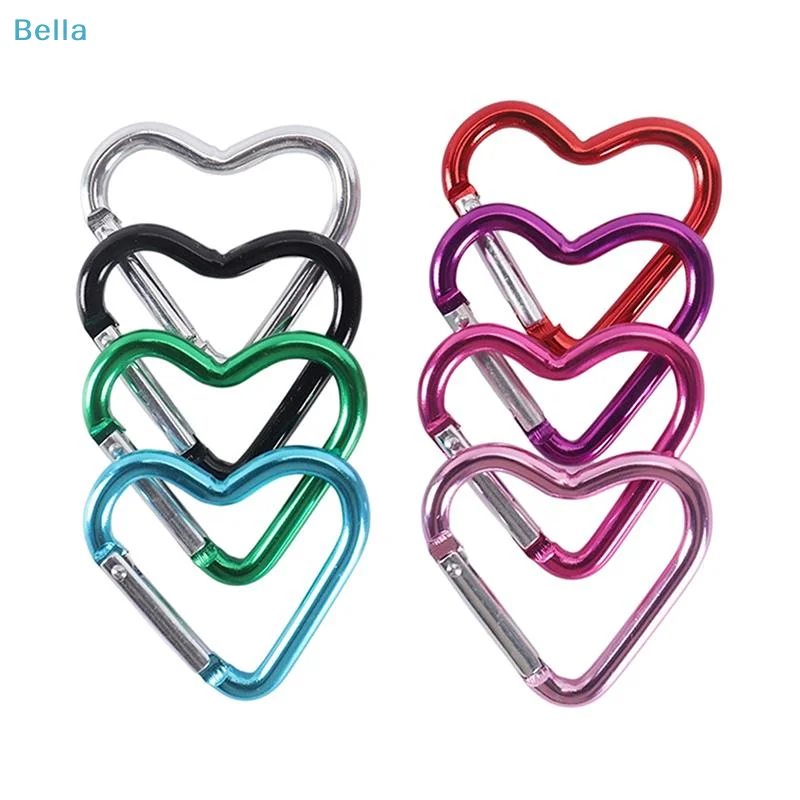 〔M〕Heart-shaped Aluminum Carabiner Key Chain Clip Outdoor Keyring Hook Water Bottle Hanging Buckle Travel Kit Accessories