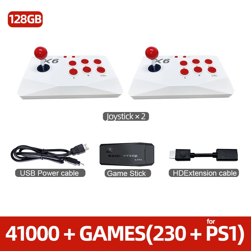 Console de jeu vidéo d'arcade 4K, bâton de jeu TV avec Double Joystick d'arcade pour MAME Sega PS1 Atari, cadeau pour enfants