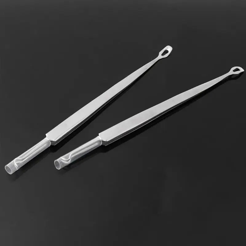 Pinzas para eliminar espinillas curvadas doble extremo acero inoxidable, aguja para acné, espinillas, espinillas,