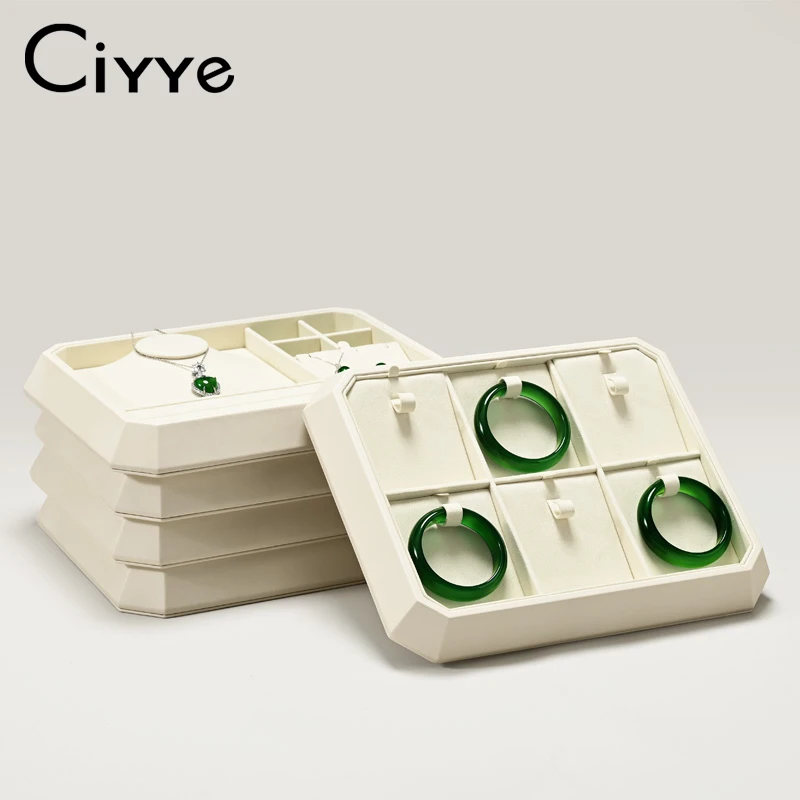 

Ciyye Beige High End Jewelry Tray Microfiber Jewelry Display Plate Ring Earring Necklace Display Plate Jade Jewelry Viewing Tray