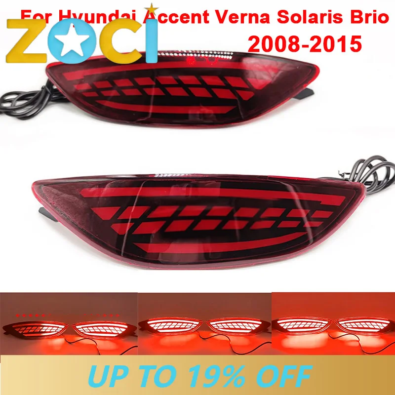 2Pcs/set Car LED Rear Bumper Light for Hyundai Accent Verna Solaris Brio 2008-2015 Tail Reflector Brake Fog Lamp Turn Signal