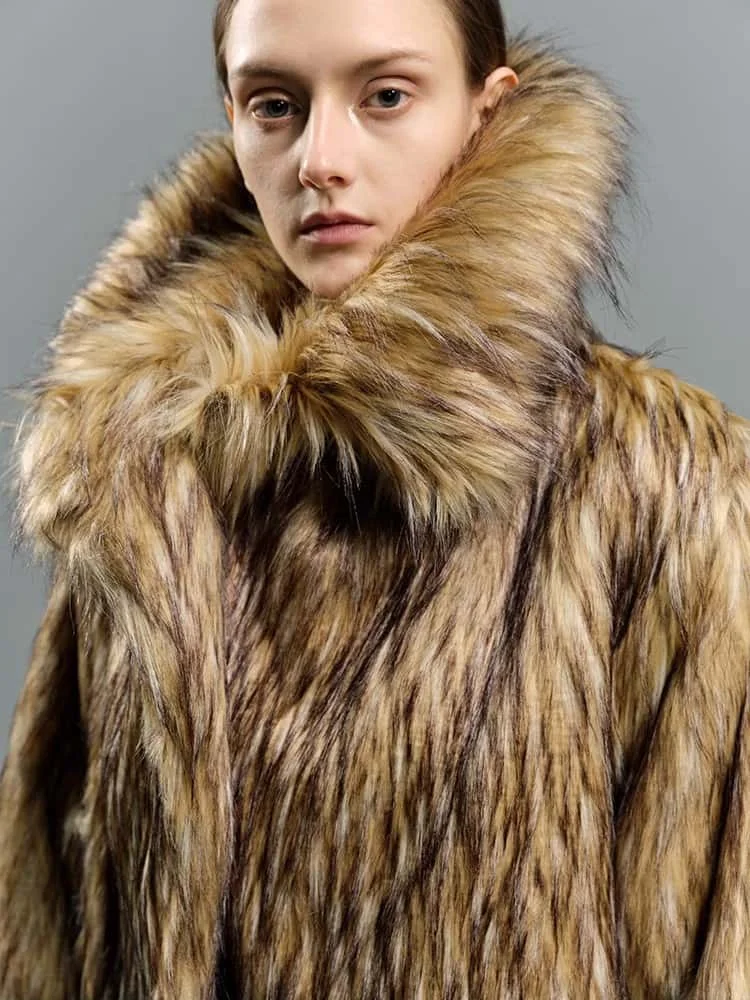 2023 Nieuwe Luxe Voor Vrouwen Nepbont Jassen Jas Grote Revers Lange Mouw Mode Herfst Winter Dikke Pluizige Uitloper streetwear