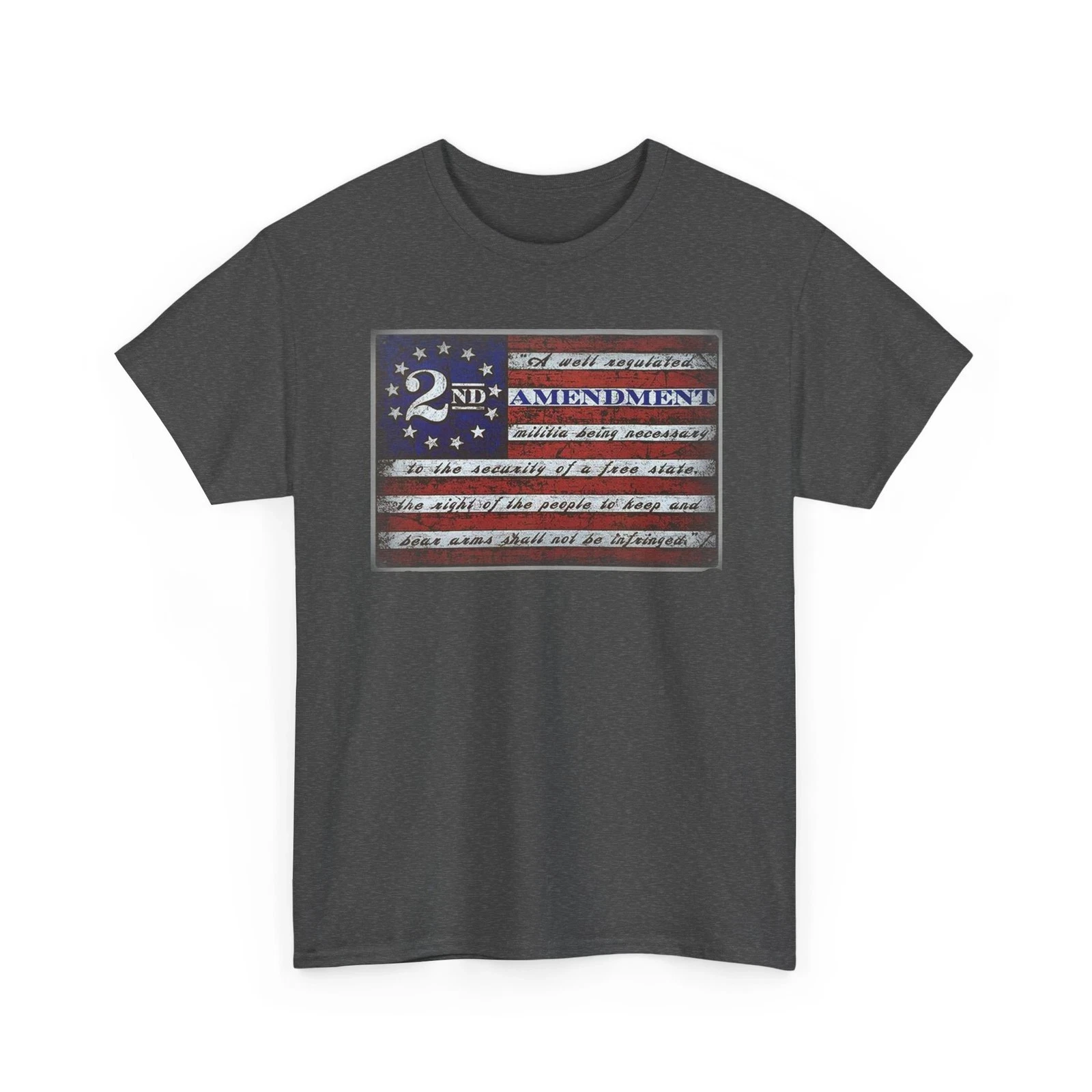 Retro 2nd Amendment American Flag NRA Gun Rights Graphic Heavy Cotton Tshirt Short Sleeve Men's T-shirts for Summer Unisex