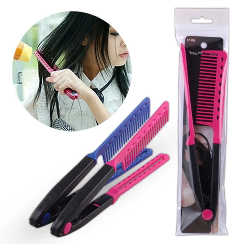 Peine alisador de pelo plegable lavable Tipo V, cepillo de peluquería, herramienta de peinado, Clip, accesorios de peluquero