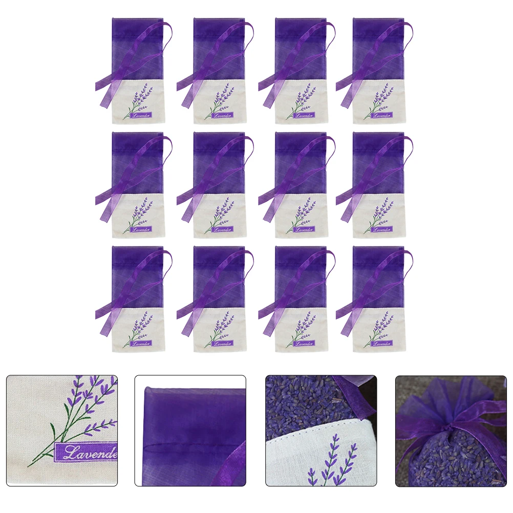 

24Pcs Lavender Sachet Bags Attractive Diy Fragrance Pouches With Beautiful Floral Design For Gifting Storing