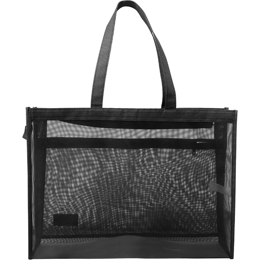 حقيبة تخزين الملصقات الشفافة مقاس 18 × 12 بوصة مع مقبض ومنظم سحاب لمحافظ الفن وكتب الرسم ولوحات الإعلانات #3