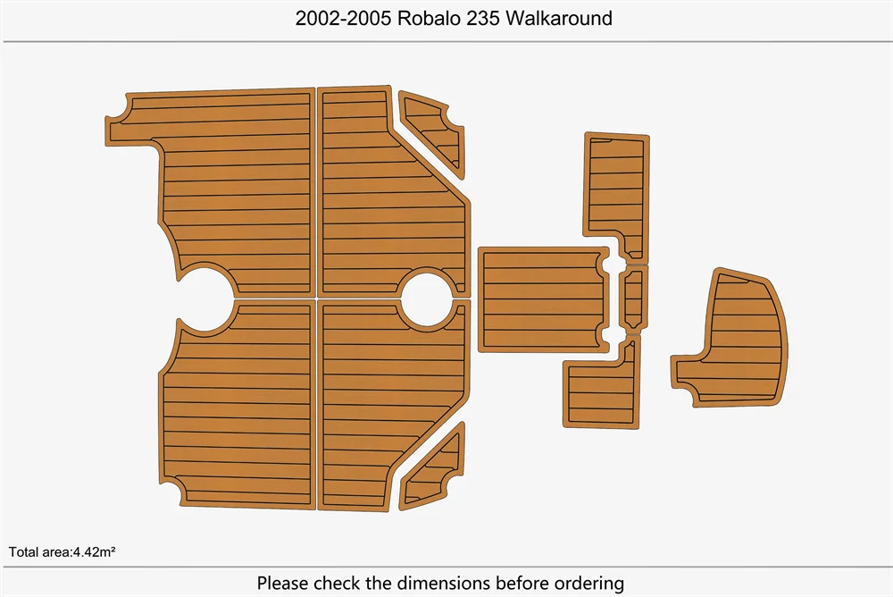 Eva foam Fuax teak seadek marine floor For 2002-2005 Robalo 235 Walkaround Cockpit 1/4