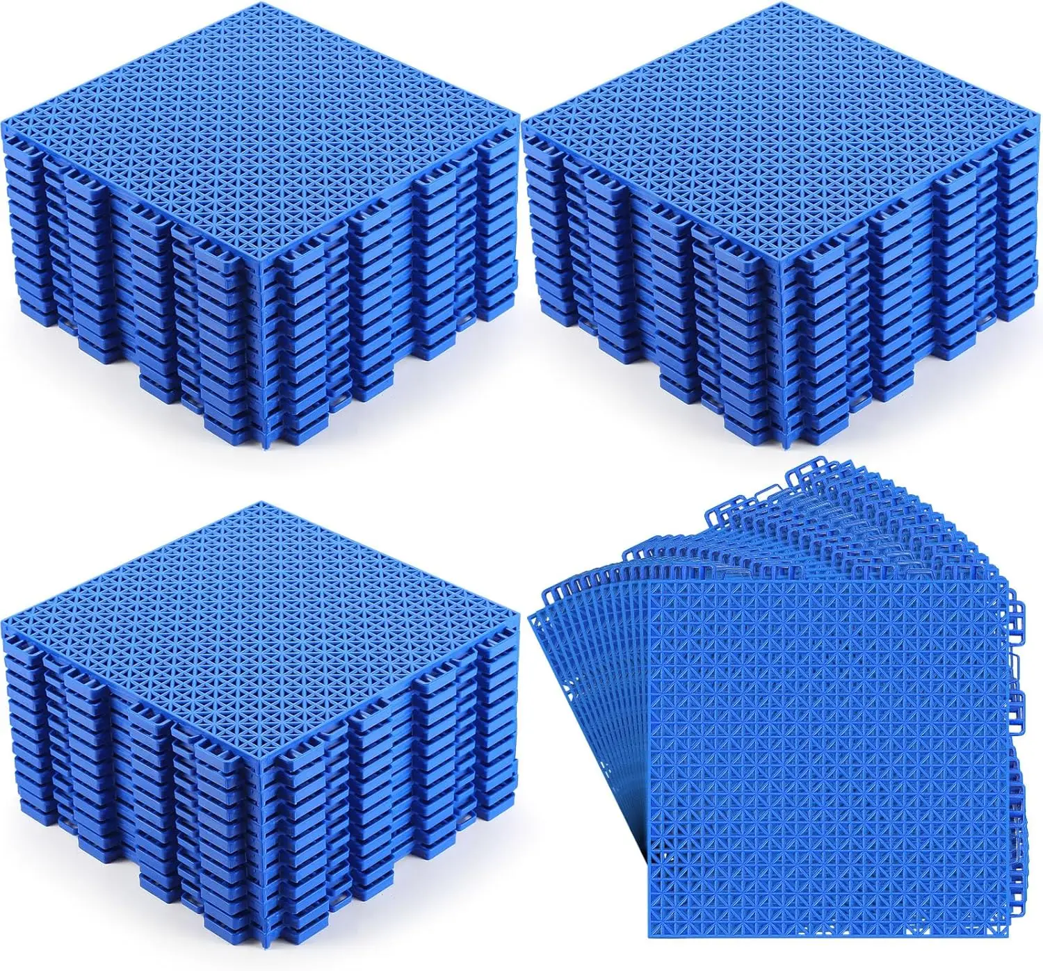 50 Pcs Modular Interlocking Cushion 10 x 10 Inch Non Slip Pool Floor Mat Blue Interlocking Rubber Bathroom Flooring Tiles