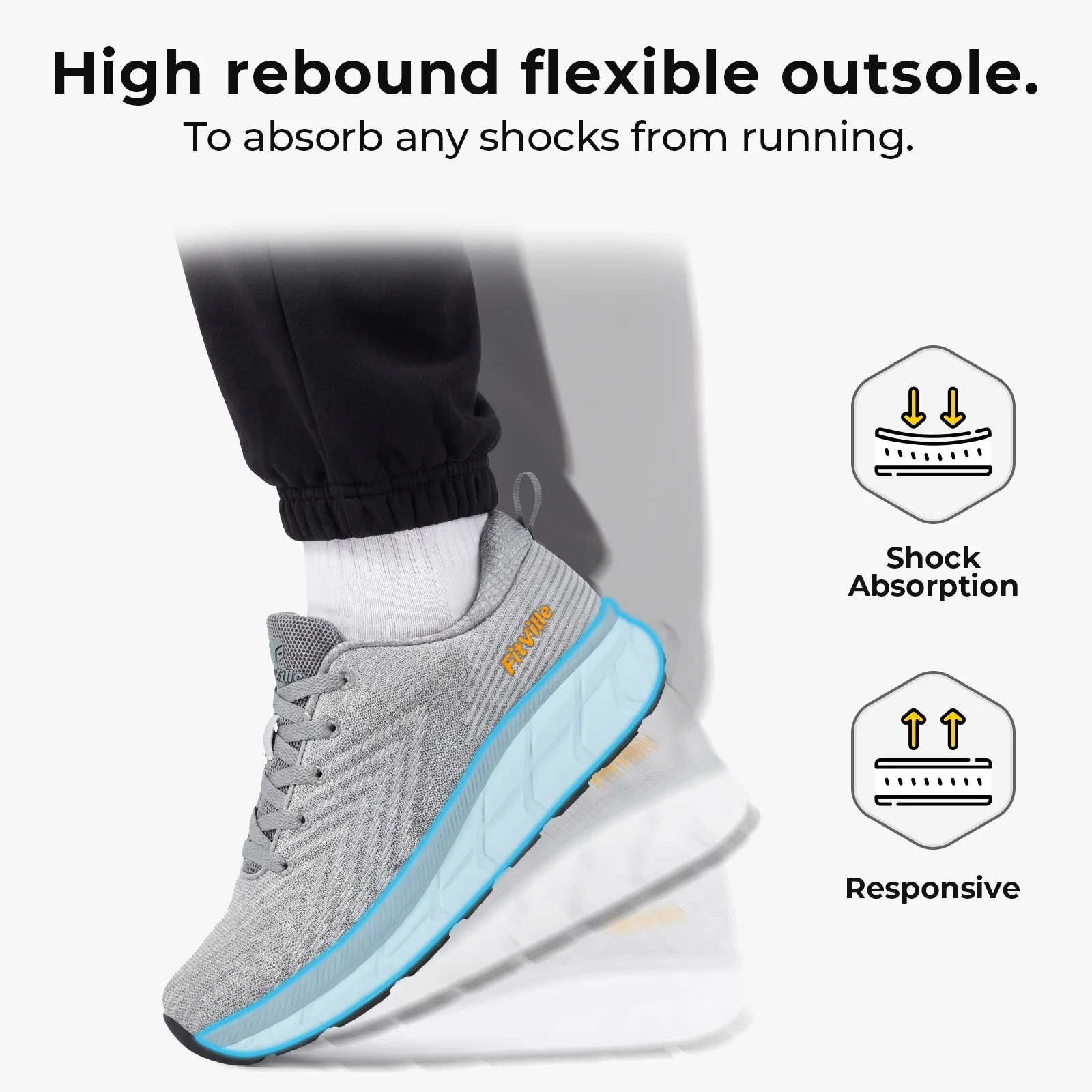 FitVille Men' Running Shoes Wide Toe Mesh Sports Sneakers Lightweight Shock-absorbing Walking Jogging Shoes for Men Arch Support