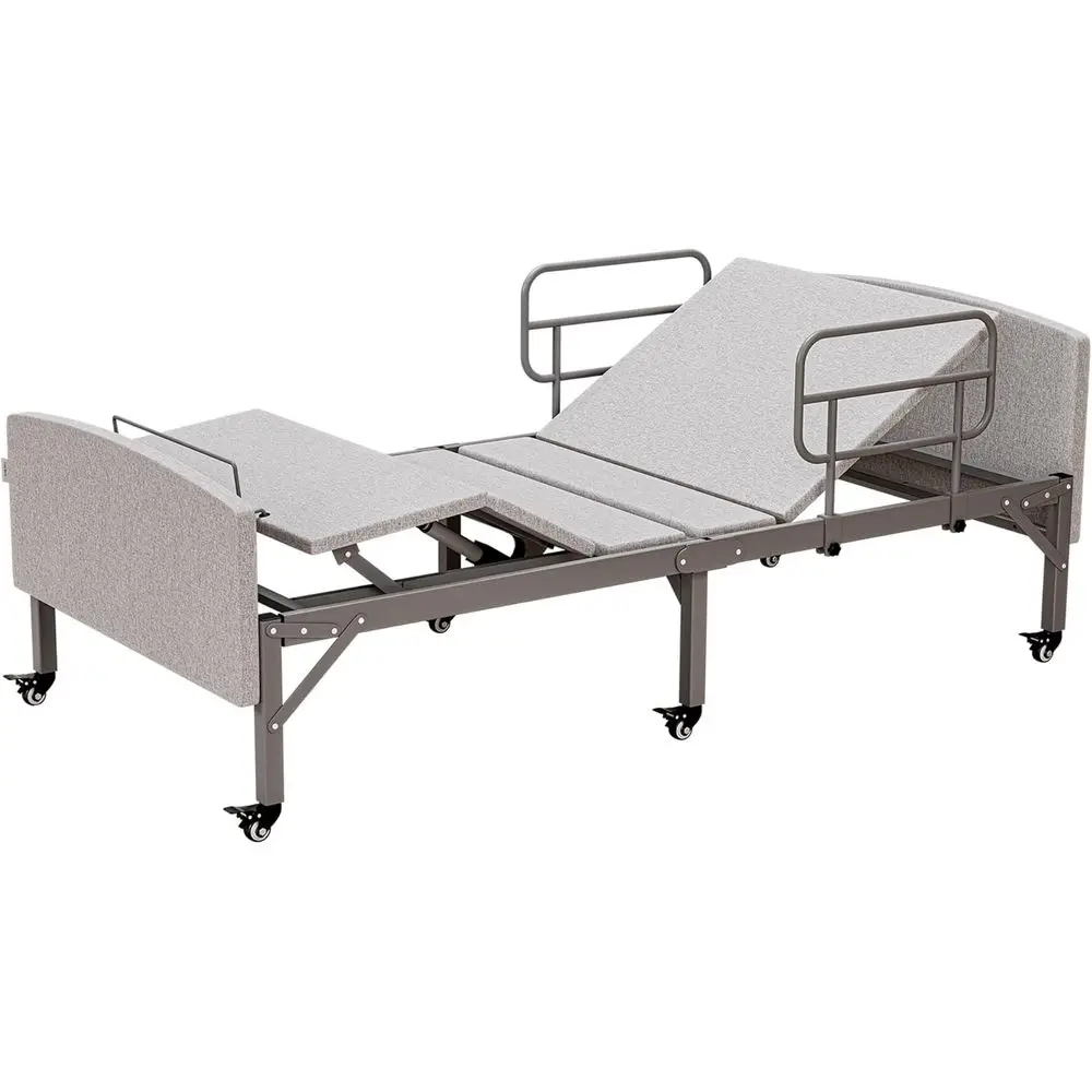 

Adjustable Hospital-Grade Bed for Home with Zero Gravity, Safety Rails, 6 Locking Casters, 750 lbs Capacity, Easy Install for El