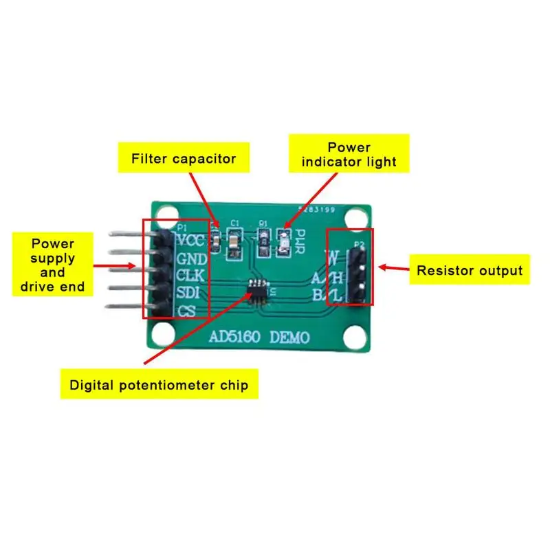 2026 NEW AD5160 Digital Potentiometer Module 5K/10K/50K/100K 256-step Adjustable Digital Rheostat Electronic Circuit Test Module