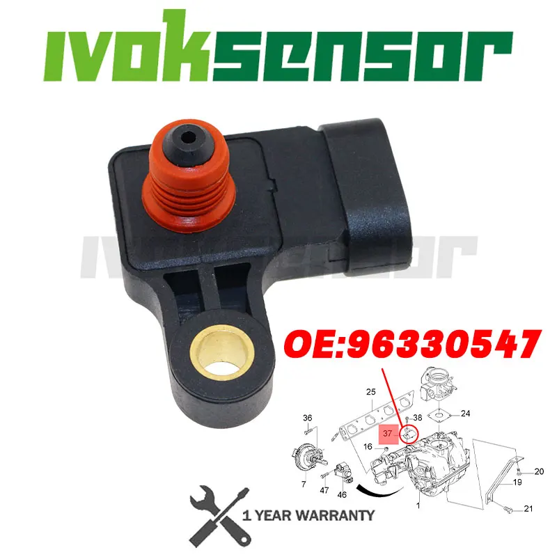 OE # 96276354 25184081 96482570 96333468 New 1Bar MAP Sensor 96330547 For Chevy Aveo 1.4L 1.6L 16V Daewoo Matiz KALOS 2.0 16V