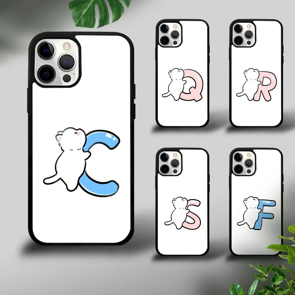 Kätzchen Englisches Alphabet Handyhülle für iPhone 17 16 15 14 13 12 11 Pro Xs Max Mini Plus Celulares Hard Funda