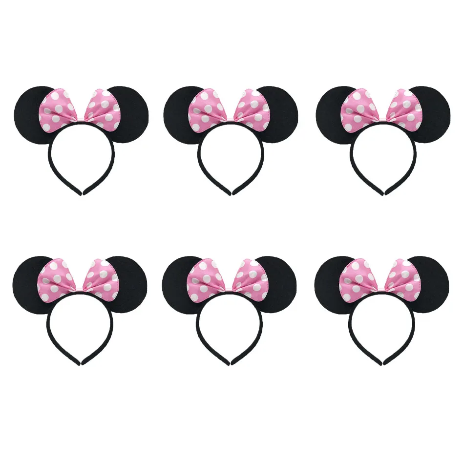3/6/12pcs/lot Girls Mouse Ears Solid Bow Ears Headband for Birthday Party Supplies and Mouse Themed Costume Cosplay Decoration image 3