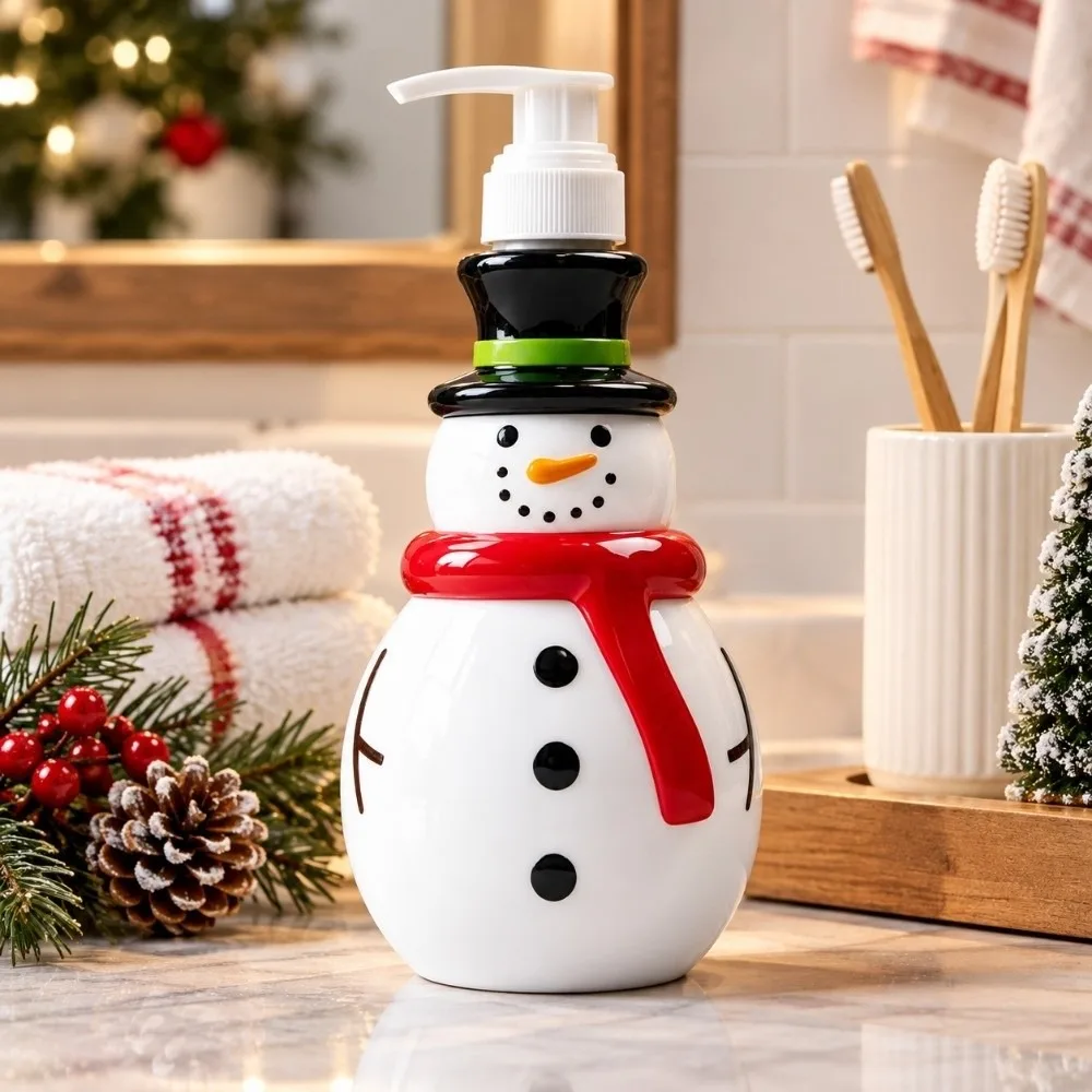 300ml Christmas Pump Bottle Snowman Santa Claus Soap Pump Dispensers Xmas Tree Penguin Gel Hand Sanitizer Bottle Bathroom