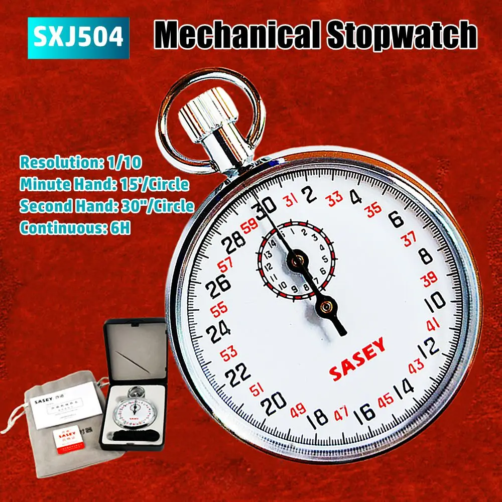 Classic Stainless Steel Cronômetro Mecânico Professional Sports Chronograph Running Timer Handheld Stop Ver com Case Sxj504