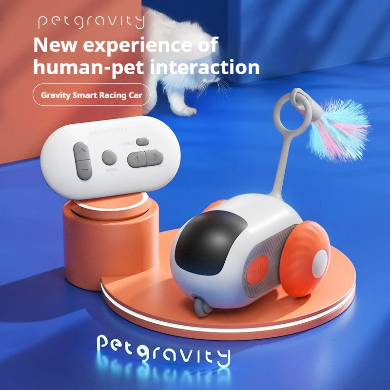 

Remote Control Cat Toy Smart Racing Car with Feather, Automatic Obstacle Avoidance Interactive Pet Toy for Kitten