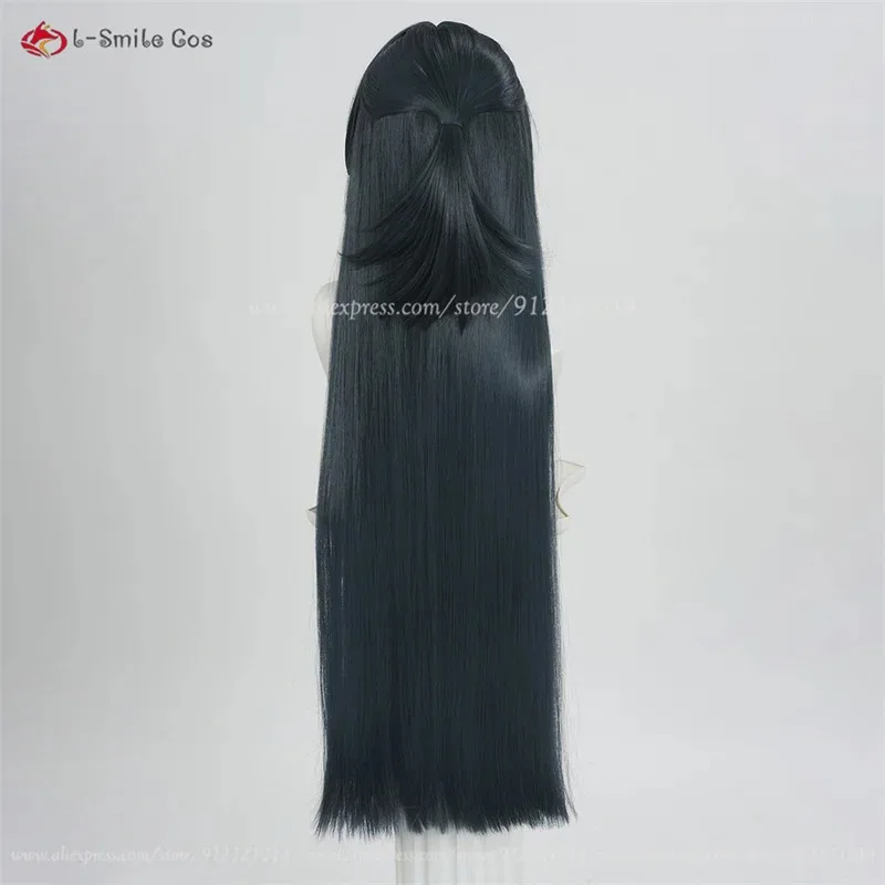 zz04zz12ZZZ Astra Yao 85cm 긴 회색 녹색 스트레이트 가발 내열성 합성 머리 애니메이션 의상 여성용 + 가발 모자