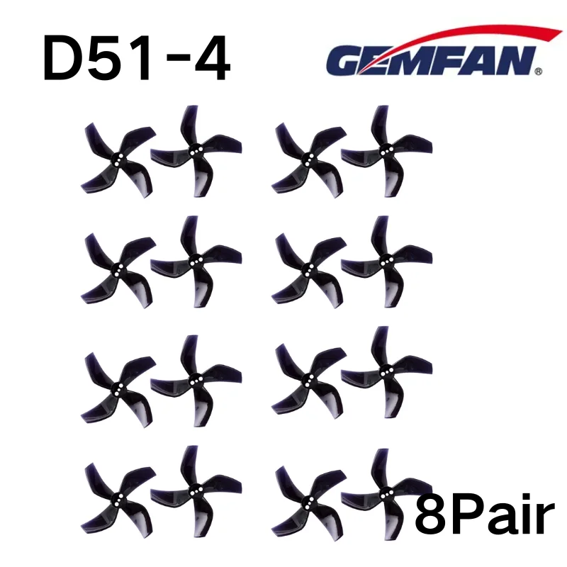 Gemfan D51(2020-4) Cinewhoop Rekwisieten 4 Blade 3 Gaten 1.5Mm Propeller Pc Voor Mini Fpv Indoor Fly Mini Ducted 8Pair/16 Stks Diy Onderdelen