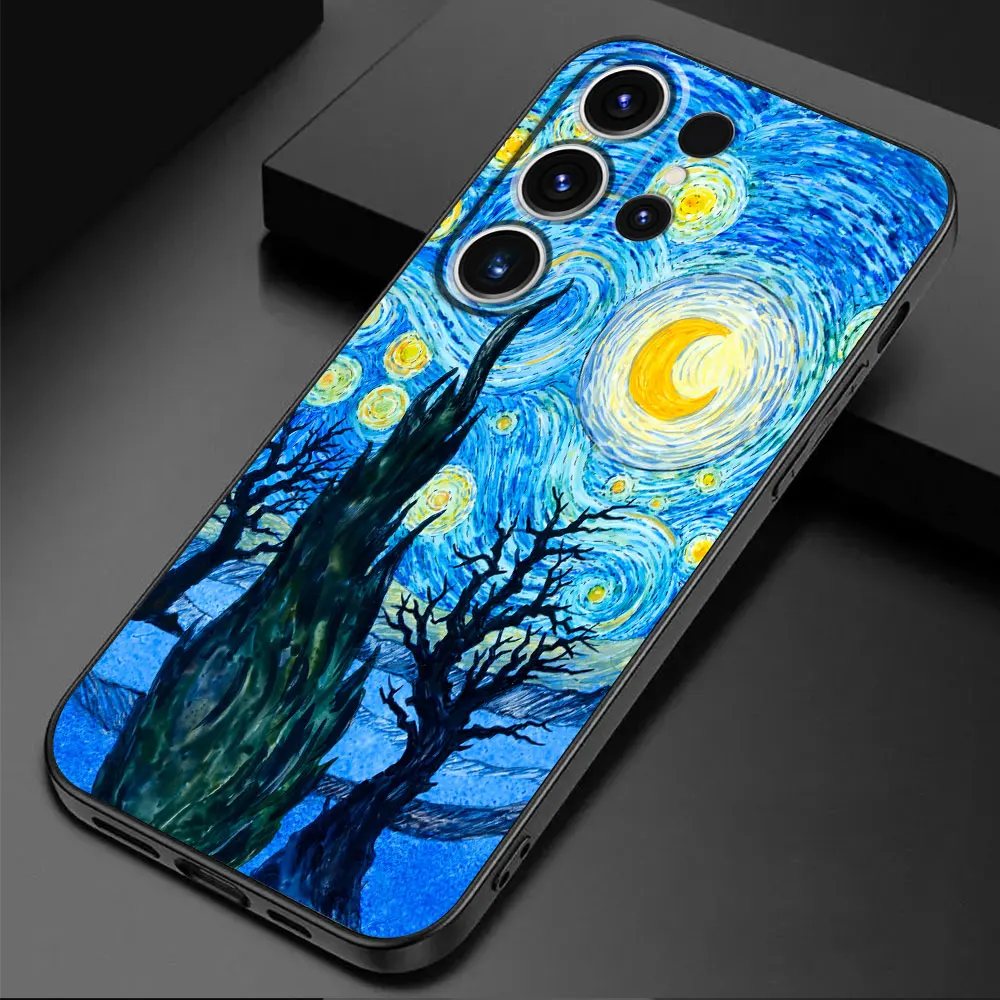 Van Gogh Painted Art Starry Night Case for Samsung Galaxy S24 Ultra S23 Ultra S21 5G S21 FE S20 S22 Plus TPU Soft Cover