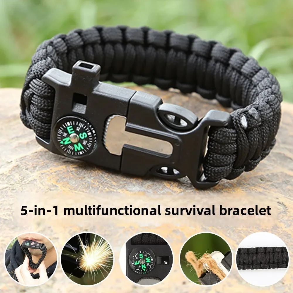 

Five-in-one Bracelet Compass Survival Bracelet Outdoor Mountaineering Camping Emergency Lifesaving Bracelet
