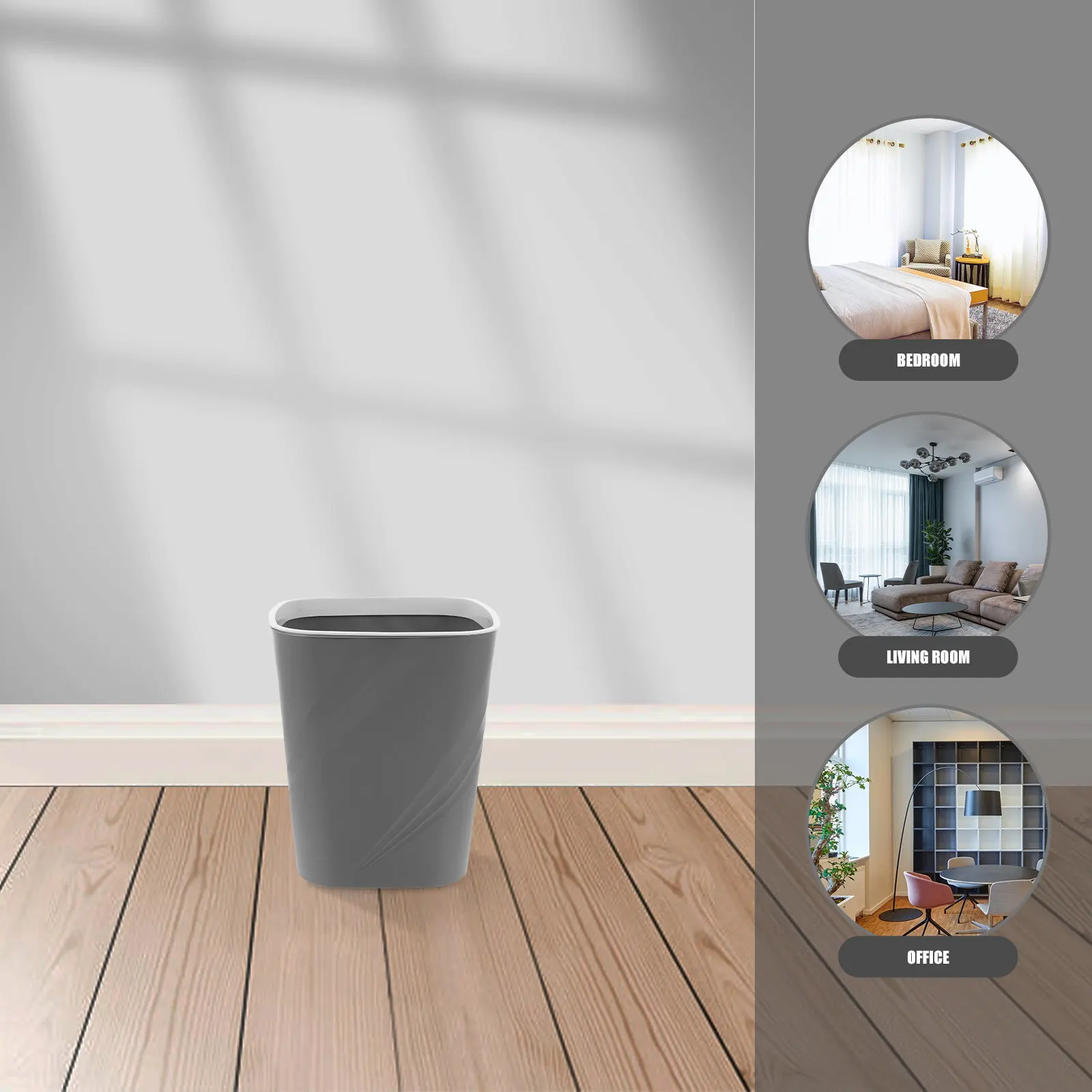 

Мусорное ведро большой вместимости, серое, узкое, прямоугольное, для ванной, спальни, кухни, офиса, дома, с легким открыванием и механизмом компрессии