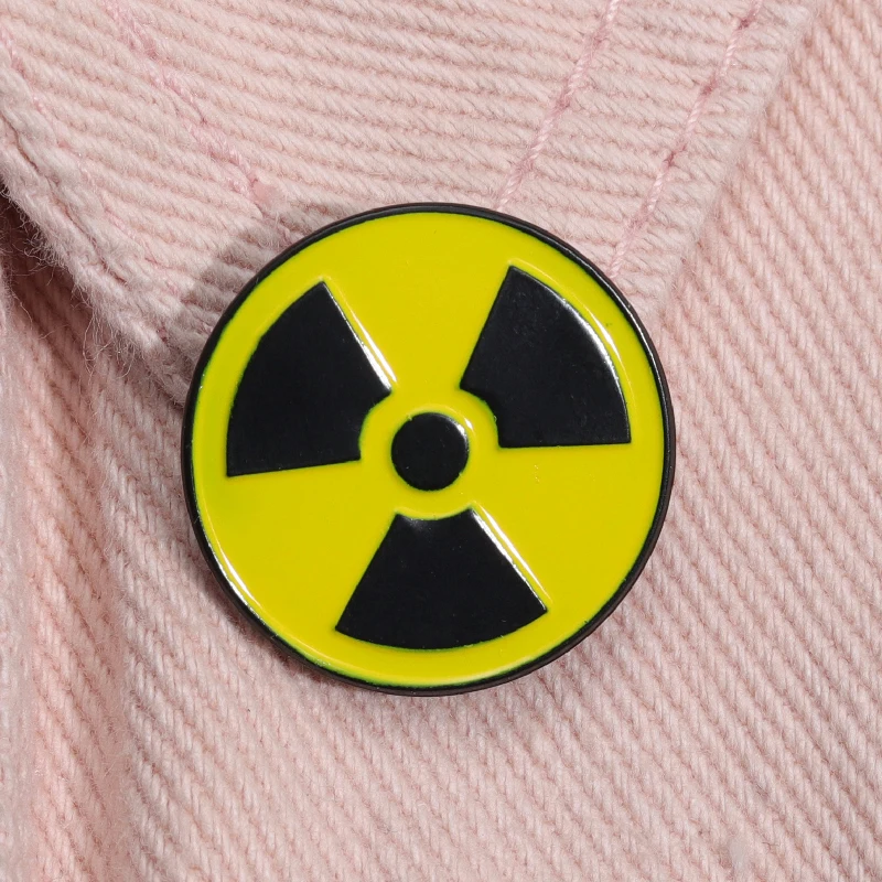 Radioactive radiation sign Enamel pin warning sign Metal badge Backpack decorative brooches accessory Creative Medal Jewelry