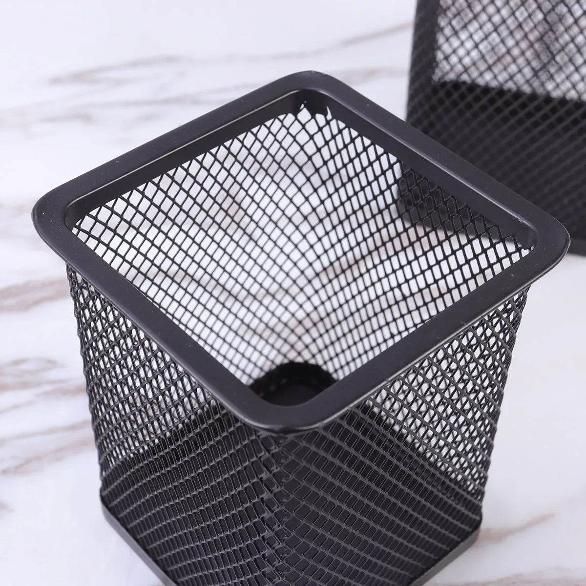 

3Pcs Square Metal Pen Holder Hollow Design Iron Organizer for Desk Stationery Storage Black Home Office Pen Holder