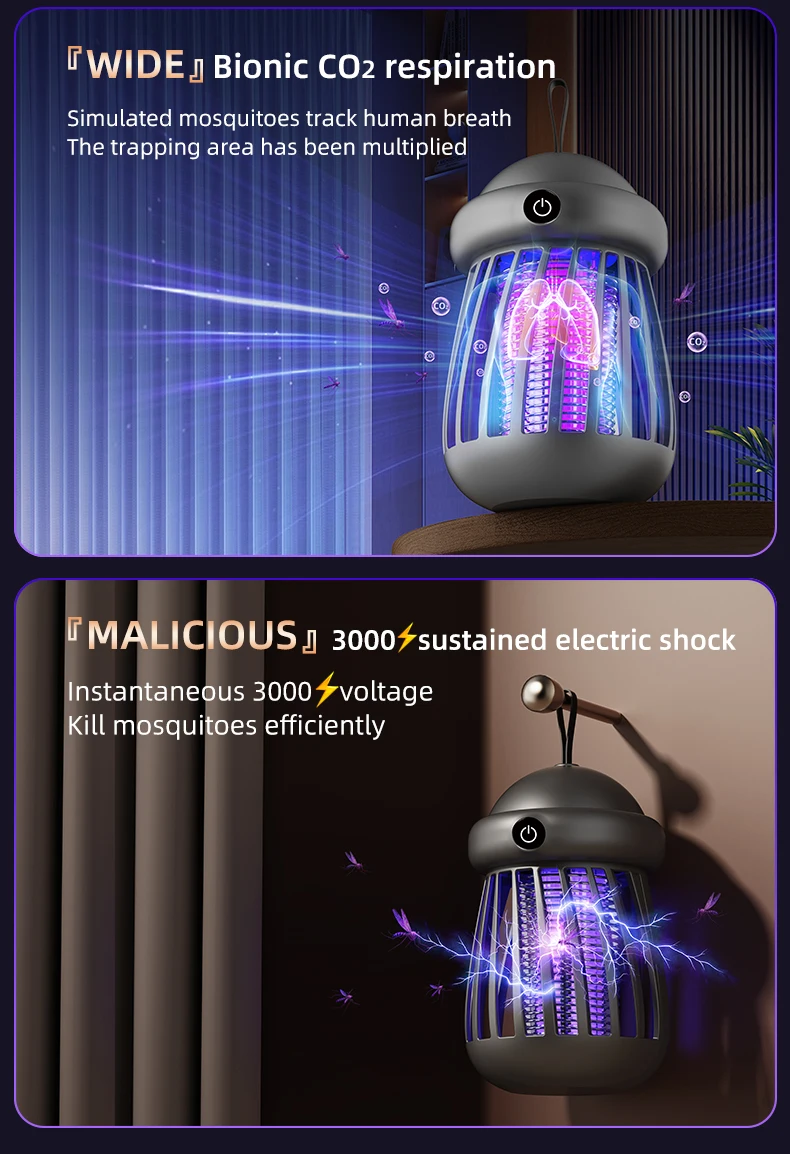 Mückenkiller 2-in-1 UV-Lampe Mückenfänger Nachtlicht USB Wiederaufladbarer Elektrischer Insektenfänger Outdoor-Mückenkiller – Detail 9