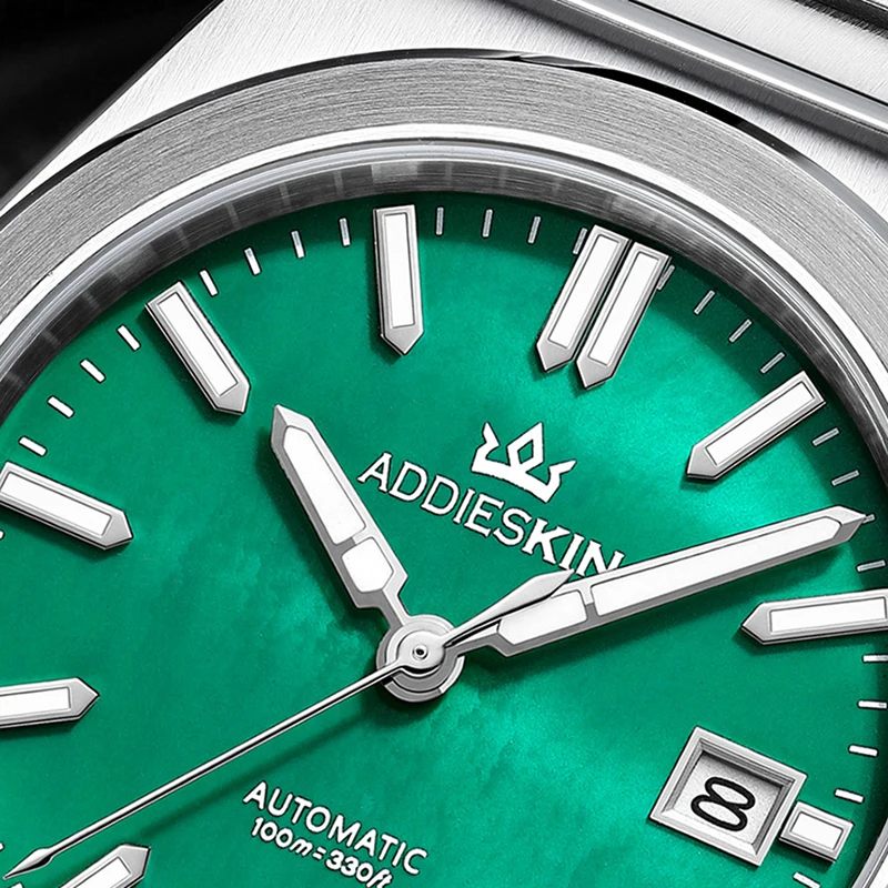 AddiesKin K008 Men's Luxury Automatic Watch Natural Mother of Pearl Dial Miyota 9015 Sapphire Crystal BGW9 Super Luminous Watch