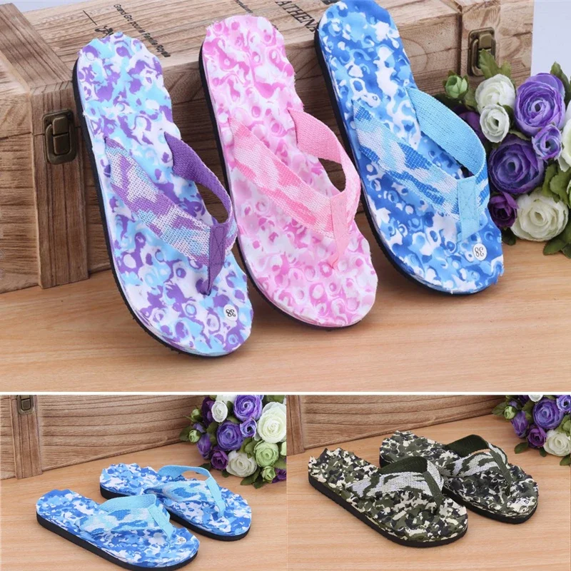 Beach Flip Flops Fashion Camouflage Water Shoes Women Summer Slippers Shoe Unisex Lovers Couples Outside Sandals Pantufas