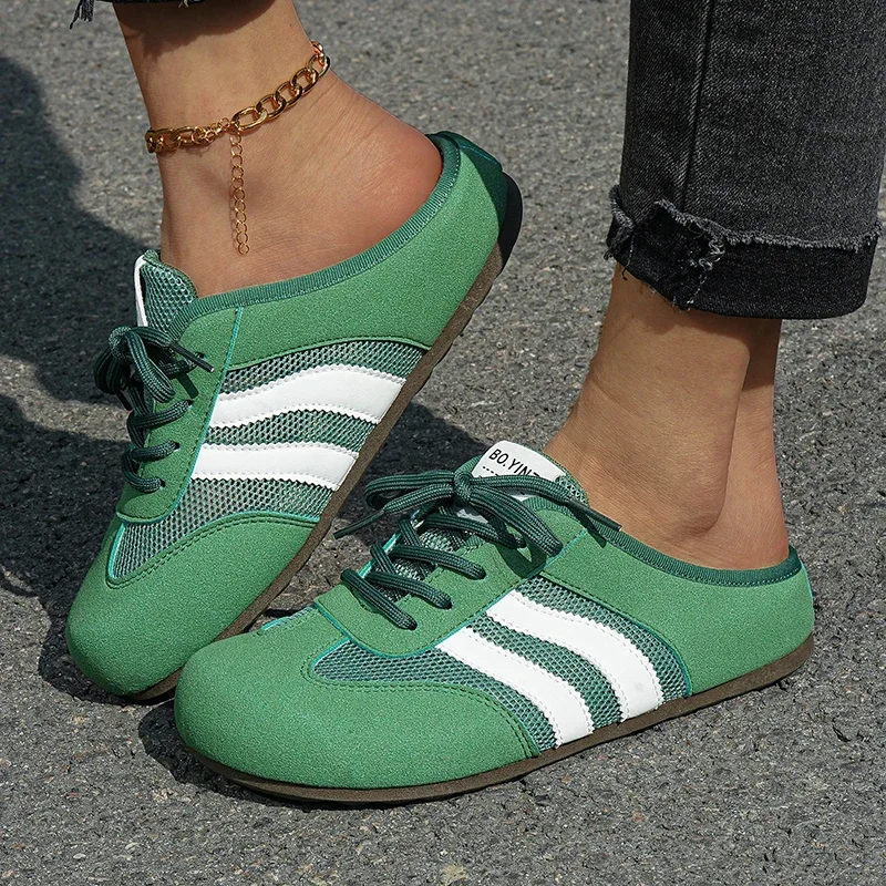 

Summer Mesh Casual Shoes For Women Half Shoes Comfortable Breathable Women's Slippers Lightweight Flat Shoes Woman Slip-on Shoes