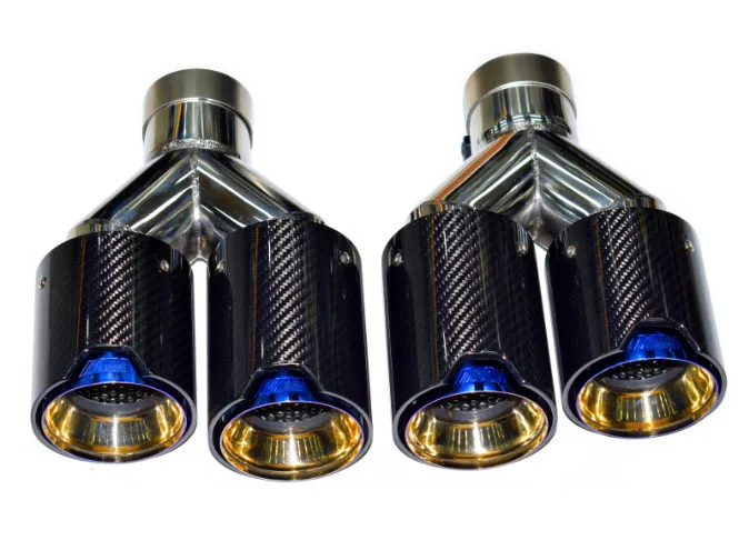 Kohlefaser-Doppel-Auspuff-Endrohr 63mm Einlass 101mm Auslass Neuer Racing-Schalldämpfer für BMW Auto-Tuning-Zubehör