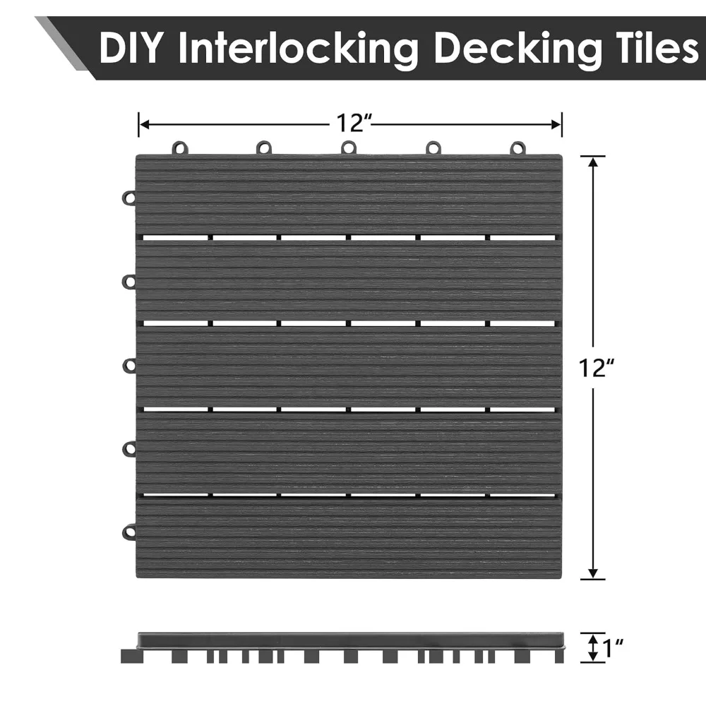 54 PCS Plastic Interlocking Patio Deck Tiles - 12