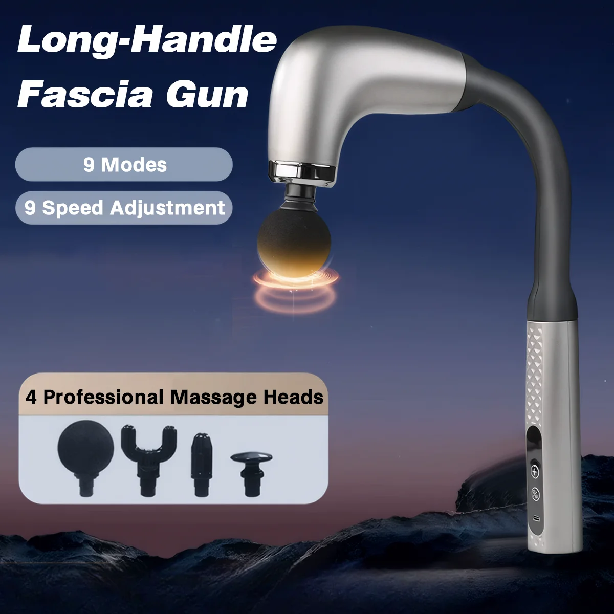 

Long-Handle Portable Fascia Gun Handheld Deep Tissue Massager Adjustable Speed Percussion Massager for Back Body Neck Leg