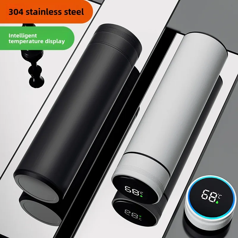 High-end Thermos Cup Smart Display Warm Water Cup Men's Girls 304 Stainless Steel Tea Separating Teacups Water Bottle