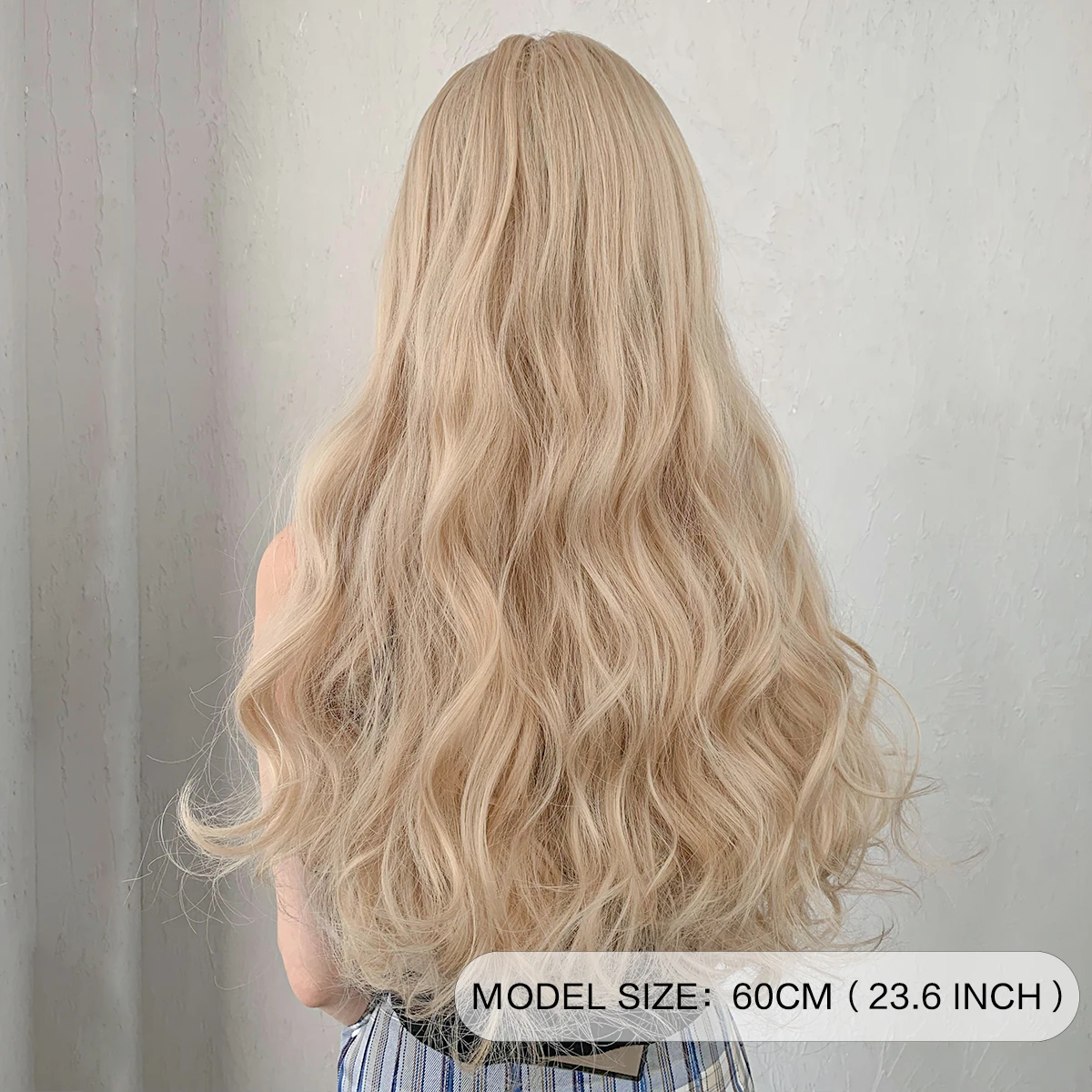 7JHH WIGS Long Wavy Blonde Wig for Women Daily Party and Cosplay Natural Synthetic Hair Wigs with Bangs High Quality Lolita Wig