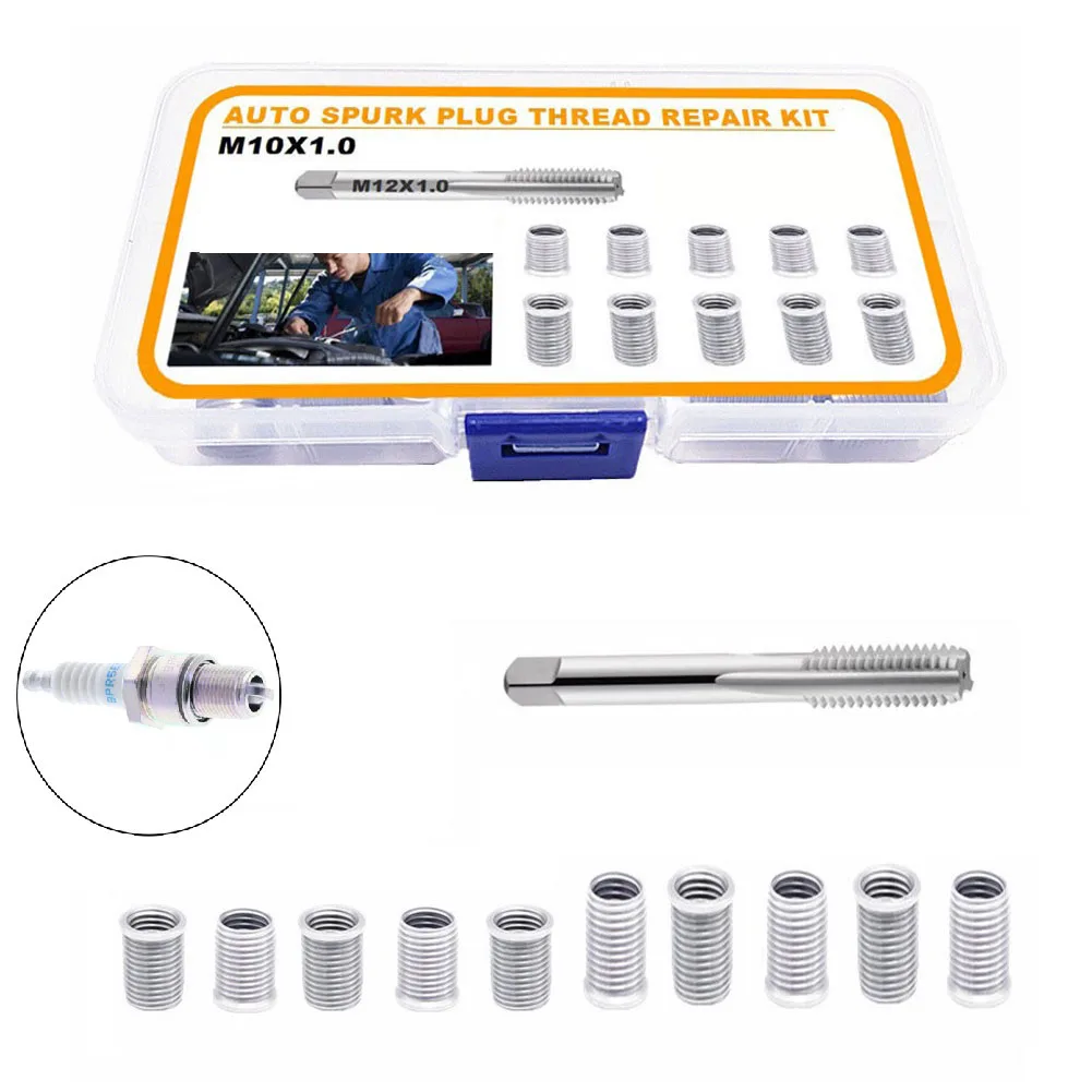 

11pcs Thread Hole Repair Tools Metal M10 Nuts High-speed Steel Tap Kit Spark Plug Thread Repair Tool For Gasoline Engines